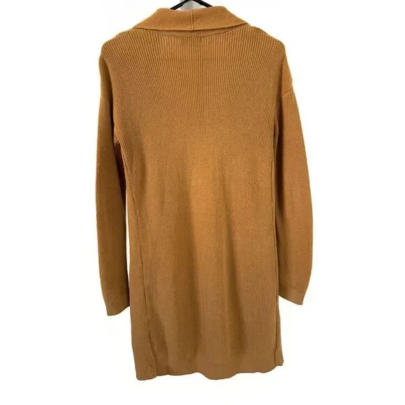 BP - Women's Long Line Open Front Mustard Colored Cardigan 100% Cotton - Sz. XXS - Picture 2 of 5